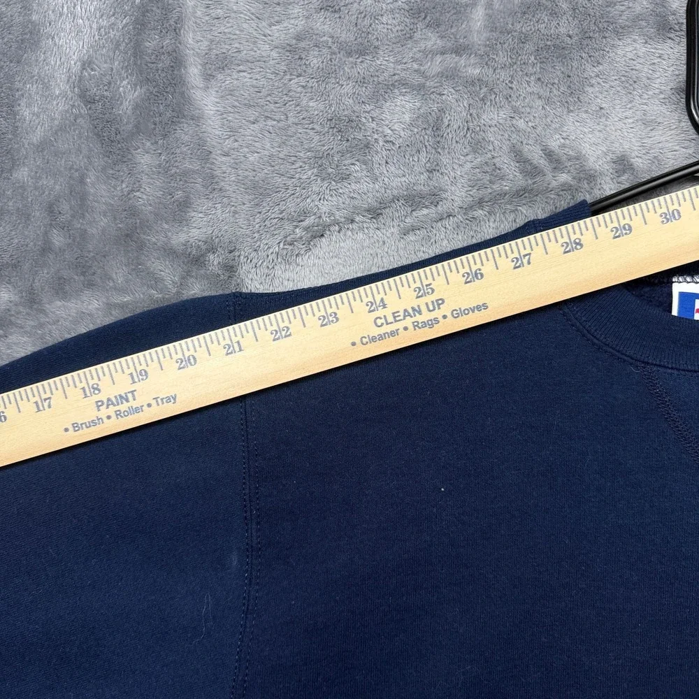 Russell Athletic Sweatshirt Youth L Navy Blue Crewneck V-Stitch USA Fleece